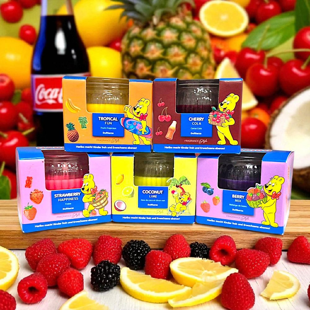 HARIBO Duftkerze Haribo Duftkerze Fruchtig – 5x85g 425g Set süße Duftmomente