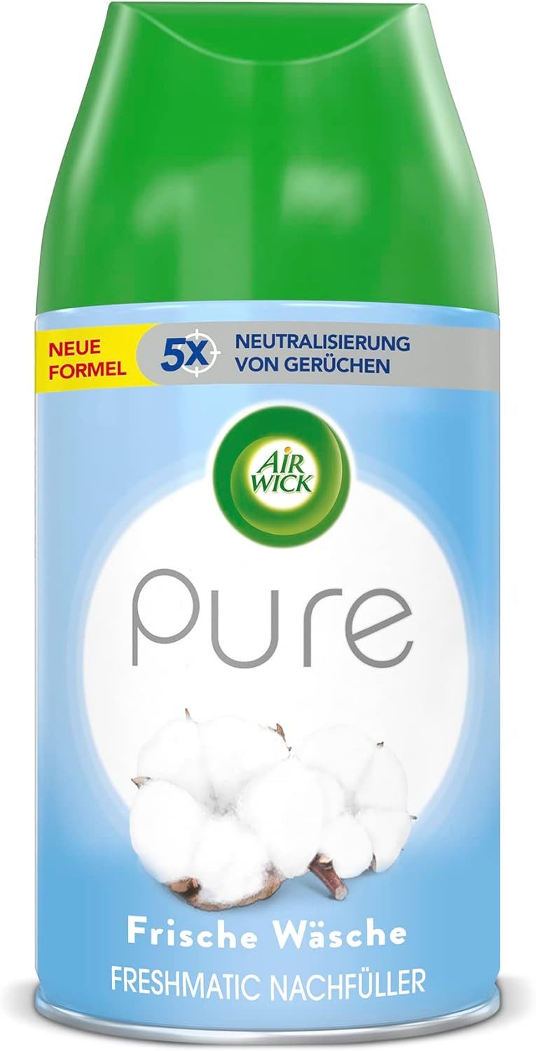 Air Wick Raumduft Freshmatic Max PURE Nachfüller Frische Wäsche 6 x 250ml (Vorratspack, 6-St., Automatisches Duftspray), mit ätherischen Ölen