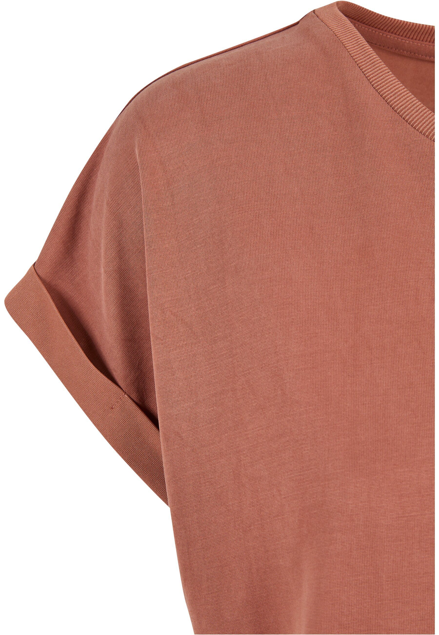 URBAN CLASSICS Kurzarmshirt Damen Ladies Modal Extended Tee Shoulder terracotta (1-tlg)