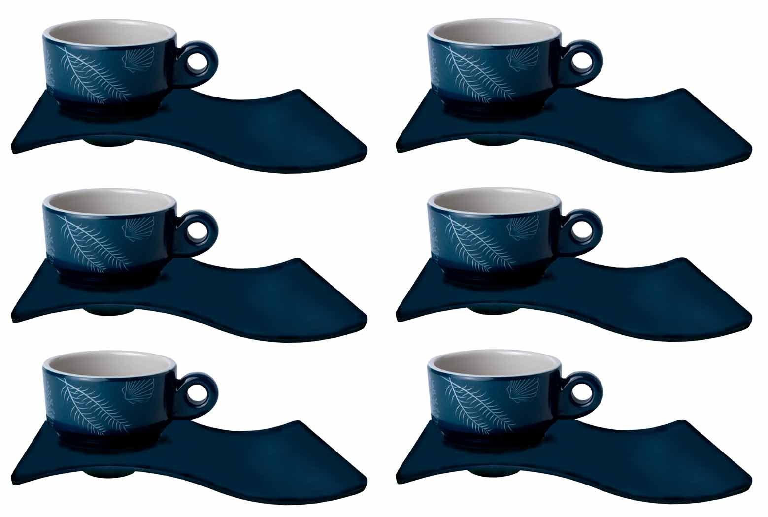 Marine Business Espressotasse Espresso Tasse mit Unterteller, Melamin, navy weiss - Serie Living, 6-tlg., Melamin