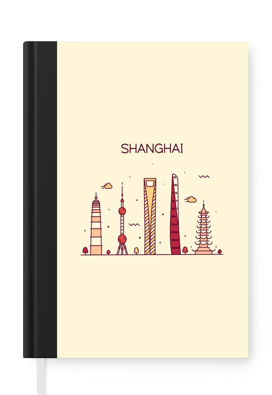 MuchoWow Notizbuch Shanghai - Skyline - China, Journal, Merkzettel, Tagebuch, Notizheft, A5, 98 Seiten, Haushaltsbuch