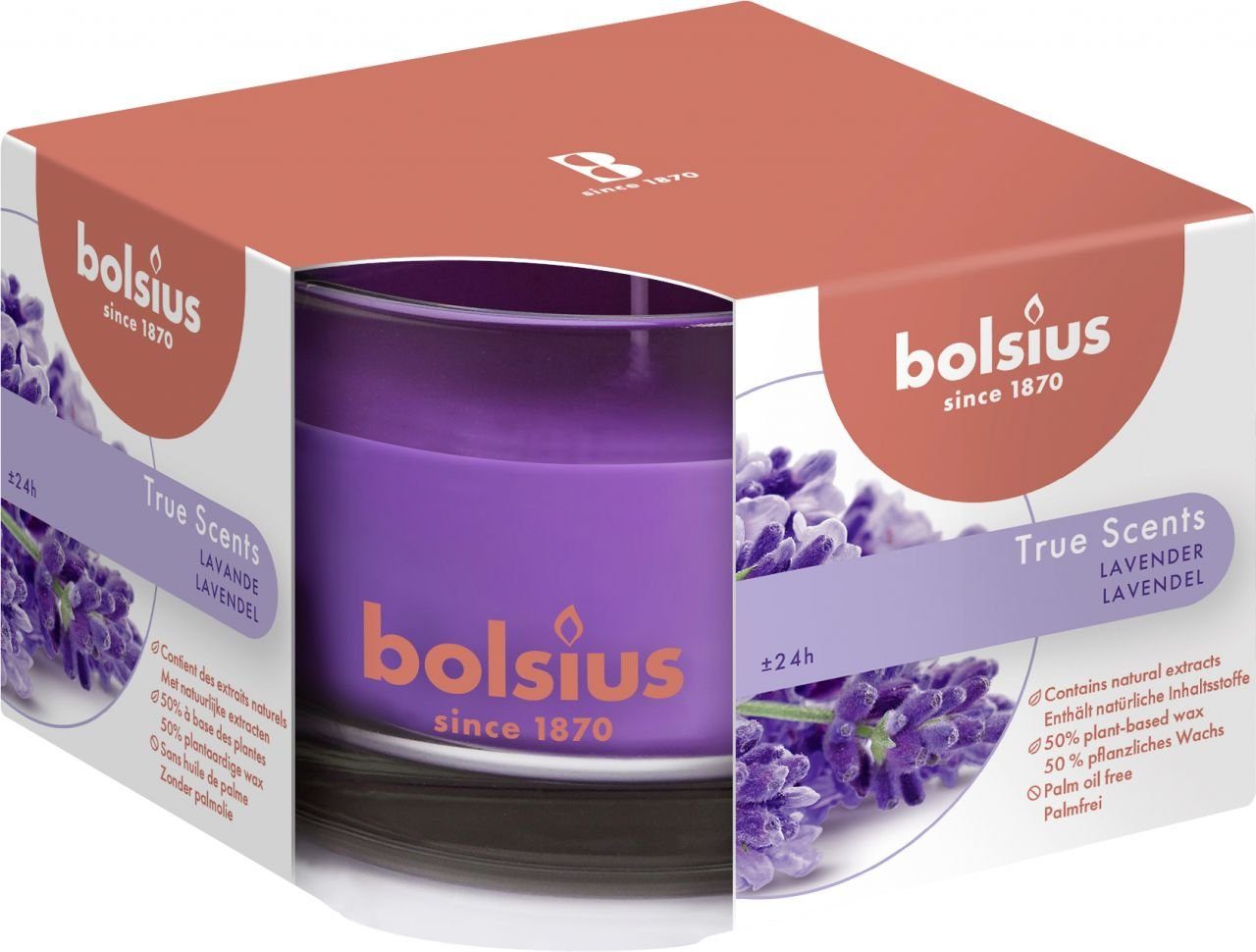 Bolsius Duftkerze Bolsius Duftkerze im Glas Lavendel, Höhe 6 cm, Ø 9 günstig online kaufen