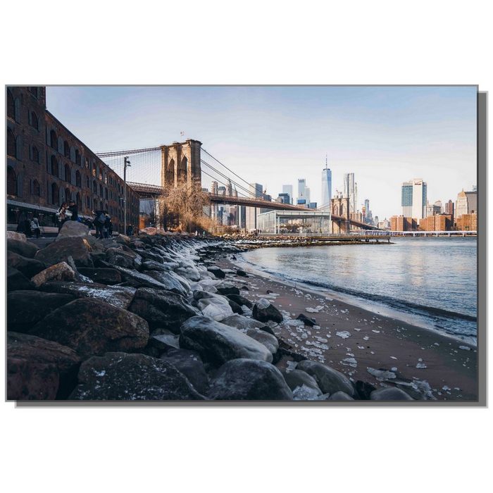 Victor (Zenith) Acrylglasbild Brooklyn Bridge im Winter Städte In 30 x 45 cm Städte Bilder New York Winter