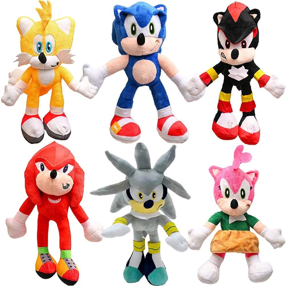 Wiztex Kuscheltier Sonic 6er-Pack Kuscheltier - Videospielserie Plüschtier für Kinder