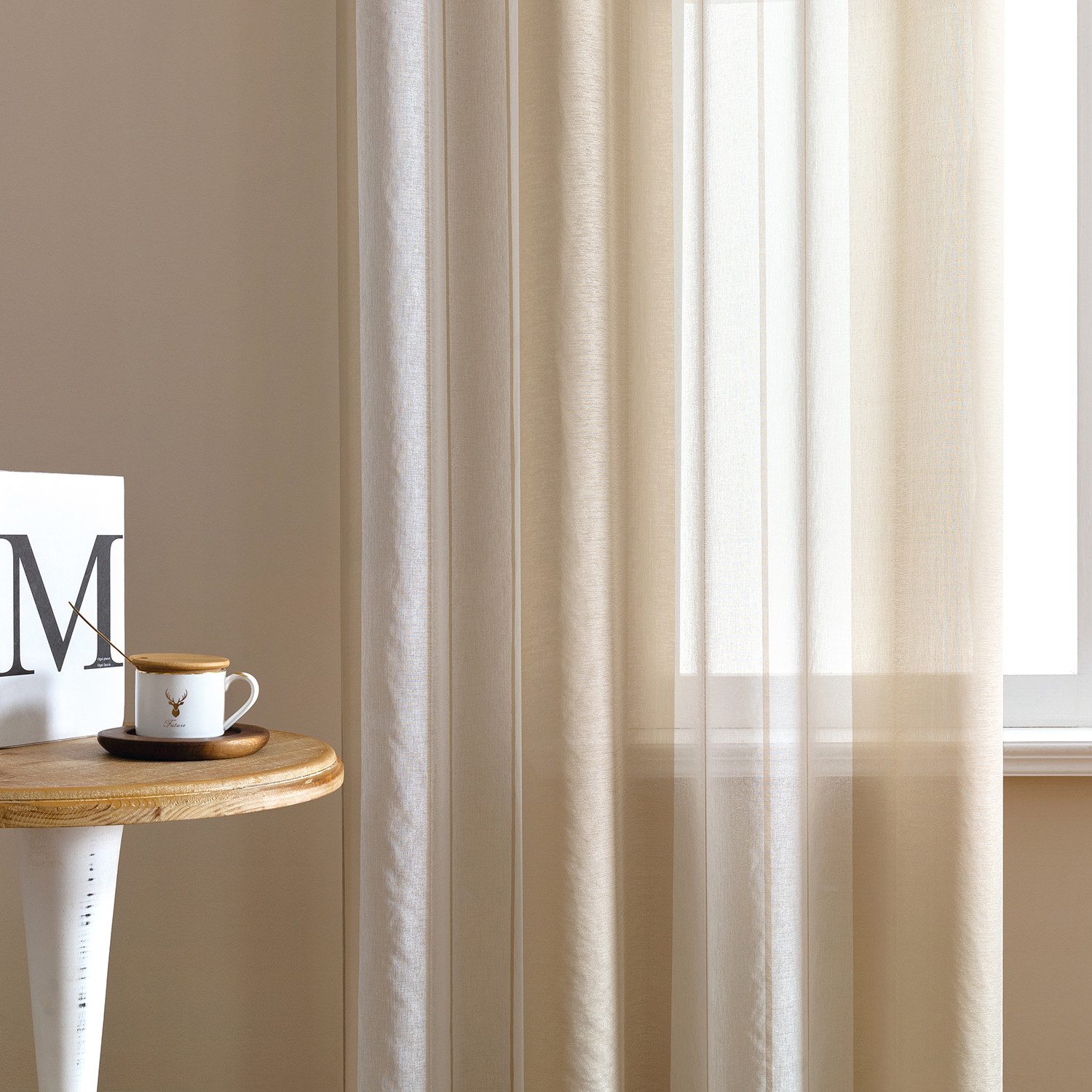 BYSURE Vorhang Gestreift Voile Vorhänge (2 St), Ösen, halbtransparent, Voil günstig online kaufen
