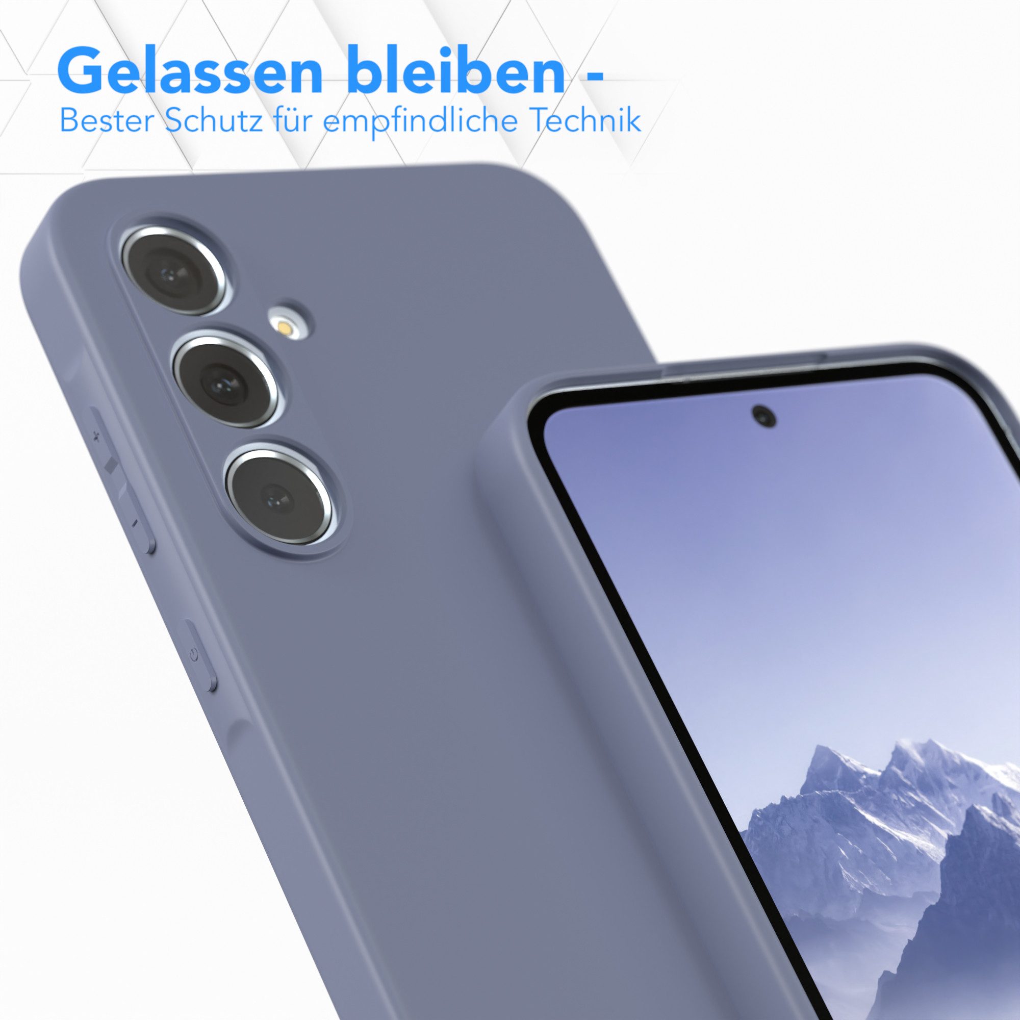 EAZY CASE Handyhülle für Samsung Galaxy A55 Hülle Silikon 6,6 Zoll, Silikon Schutzhülle mit Kameraschutz Matt Back Cover Soft Eis Blau – Bild 4 von 5
