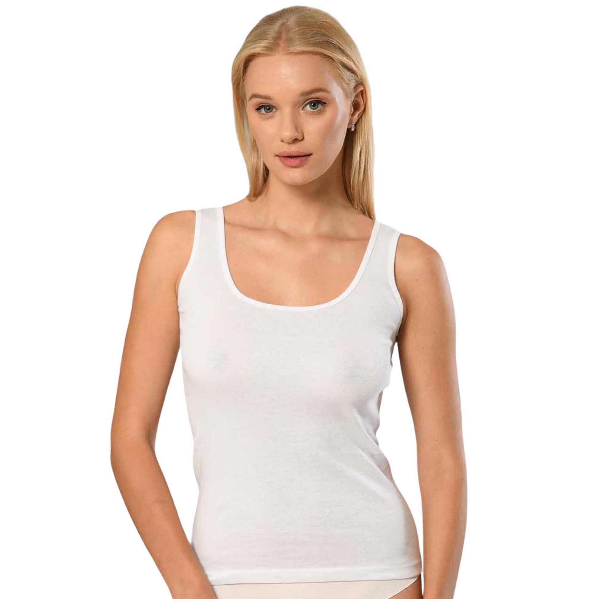 erdem iç giyim Tanktop Damen Tanktop, Ärmelos, Baumwolle, Sommer-Basic, S-5XL, Weiß/Schwarz/N