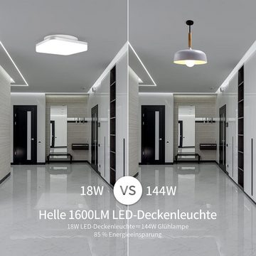 Nettlife LED Panel deckenleuchte Badezimmer Deckenlampe Flach 18W IP54, Wasserdicht, LED fest integriert, Kaltweiß, für Schlafzimmer Wohnzimmer Küche Esszimmer