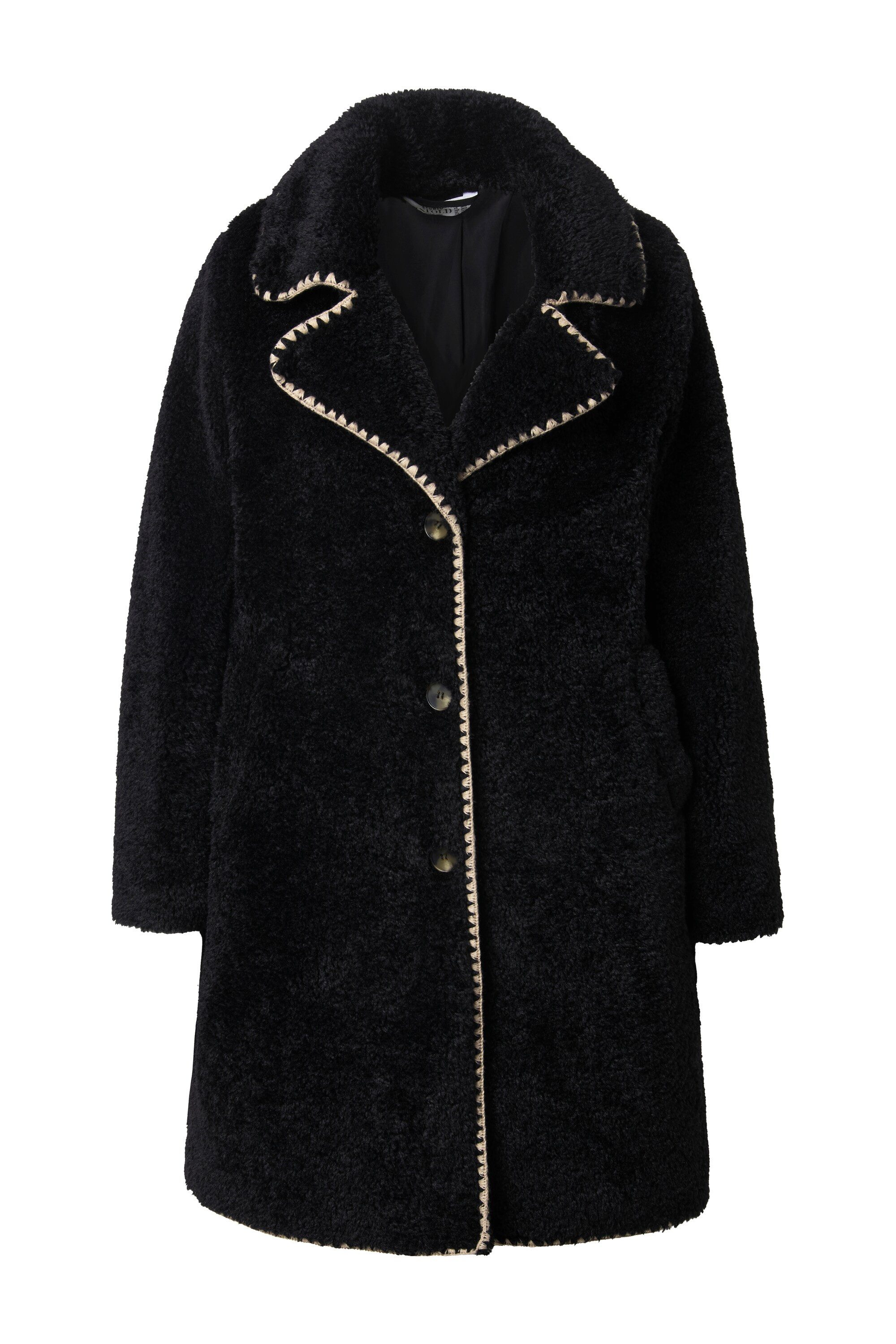 Studio Untold Wintermantel Teddy-Mantel Teddyfleece Ziernähte günstig online kaufen