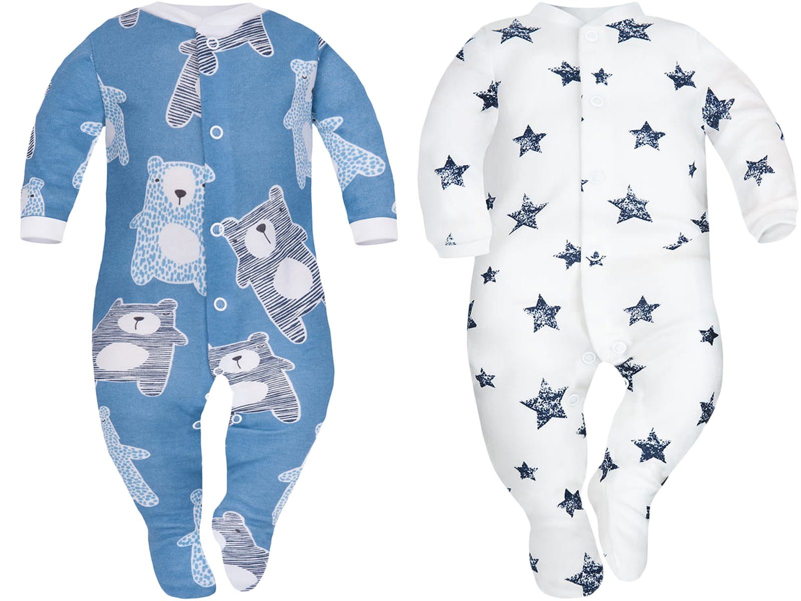 Divita-Mode Strampler Baby Schlafoveral blau Strampler Pack Schlafstrampler 2er Baby (2-tlg) Schlafanzug weiß