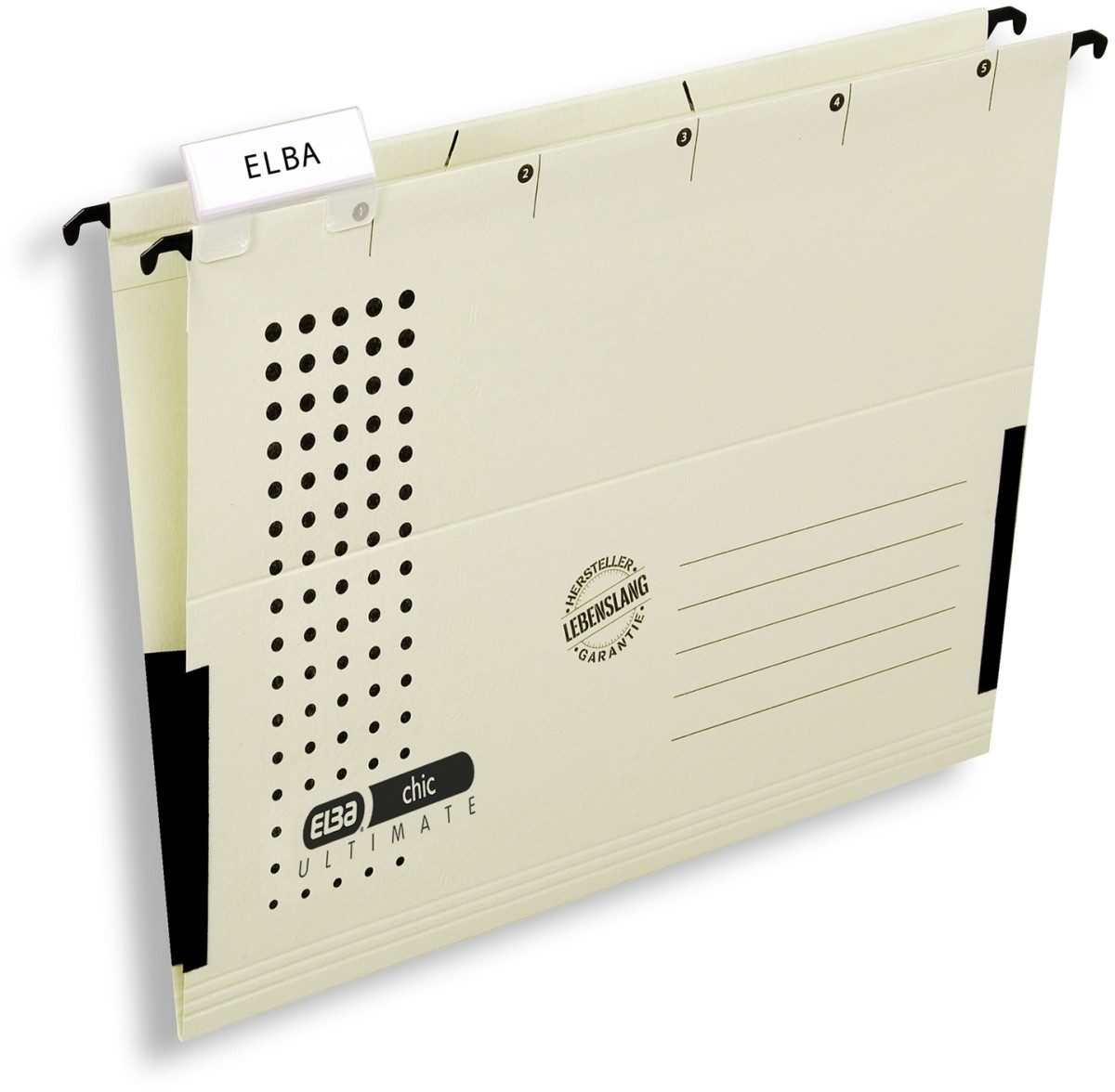 ELBA Hefter Hängetasche chic A4 230g/qm Karton mit Leinenfröschen chamois VE=5 Stü