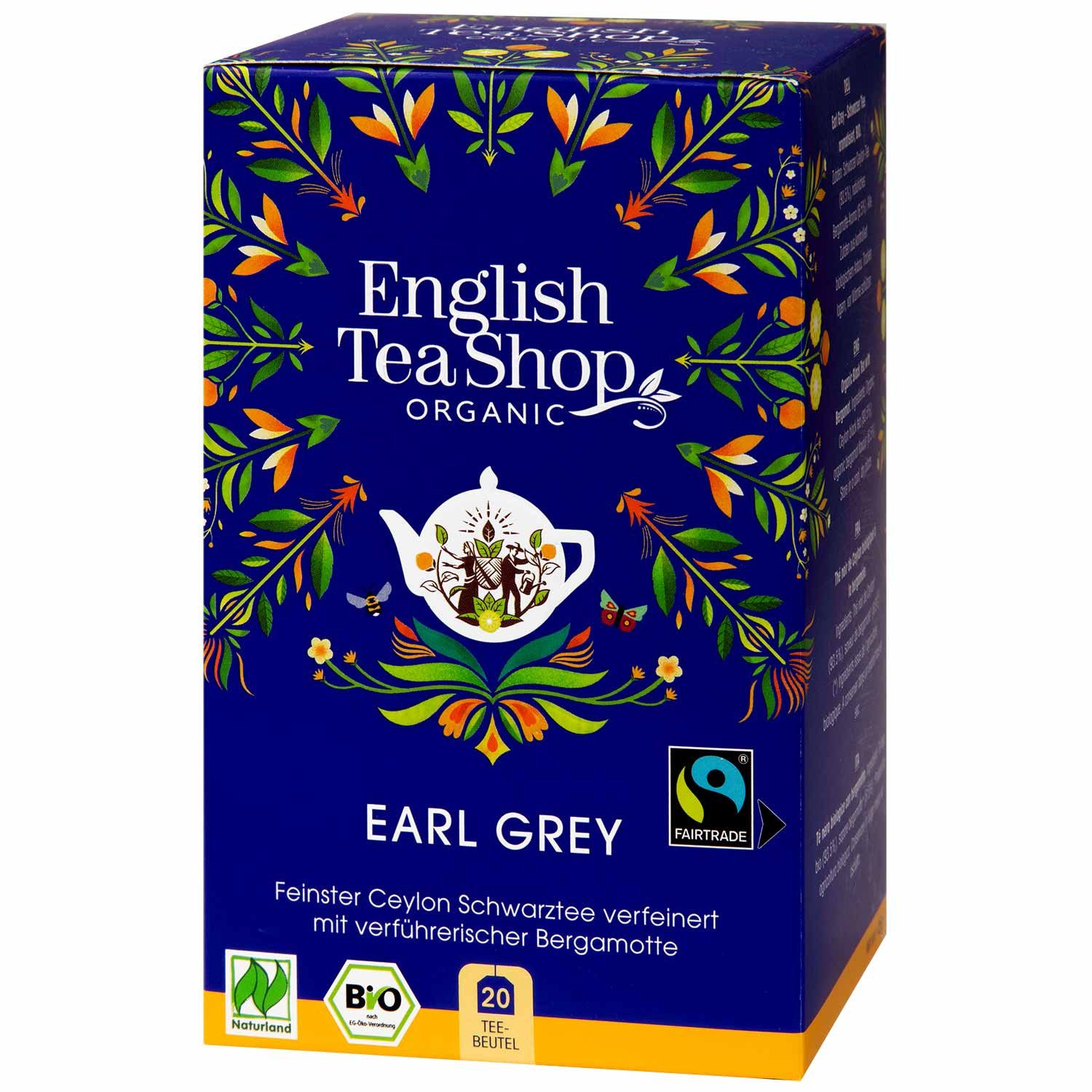 English Tea Shop Tee Earl Grey Schwarzer Tee, BIO, 20 Teebeutel, Verführerisch nach Bergamotte