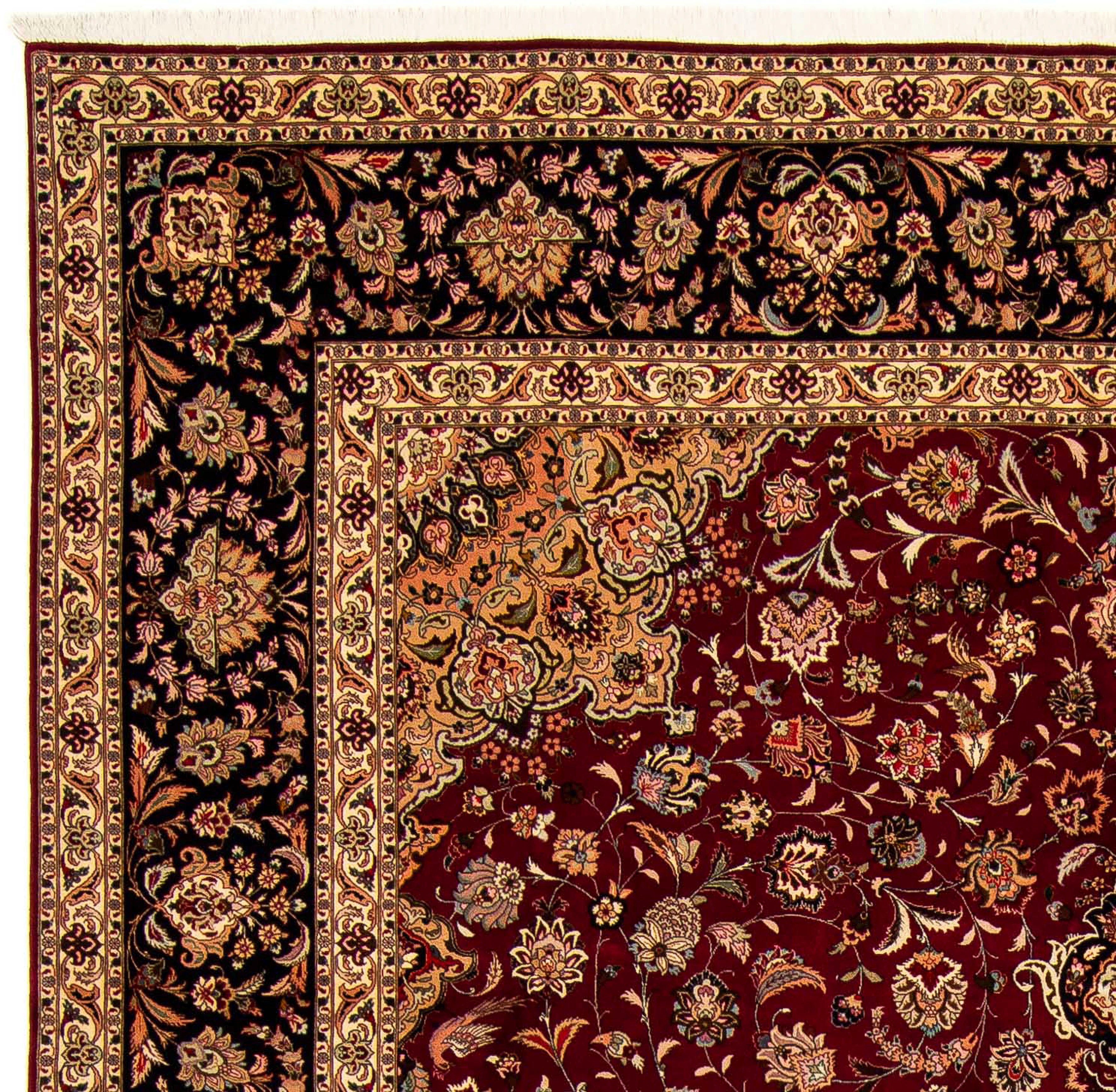 Orientteppich Perser rechteckig, - Handgeknüpft, Höhe: - - mit - x cm 7 Einzelstück Royal Täbriz mm, 298 morgenland, dunkelrot, Wohnzimmer, 393 Zertifikat