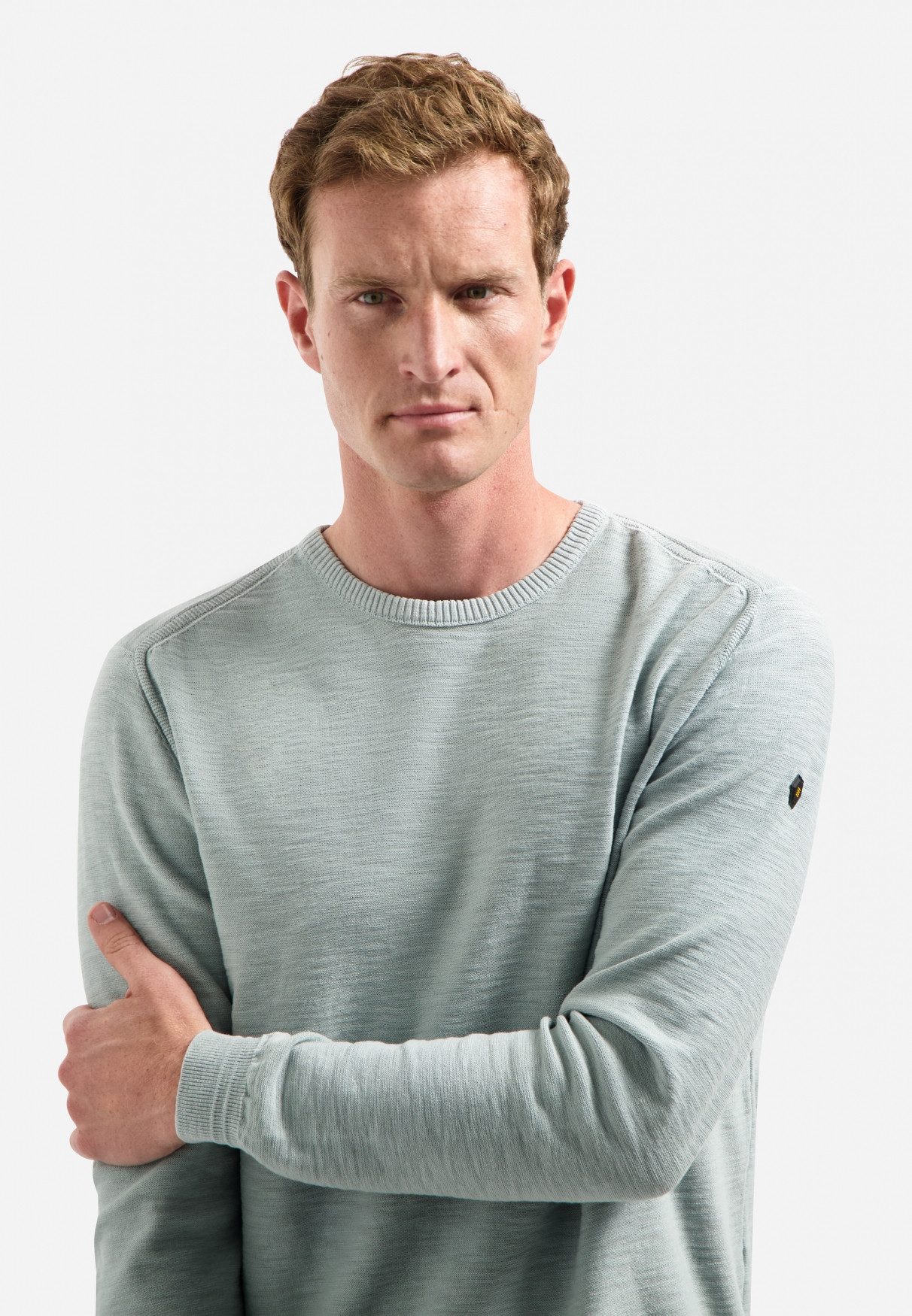 NO EXCESS Strickpullover Pullover Crewneck Garment Dyed + St