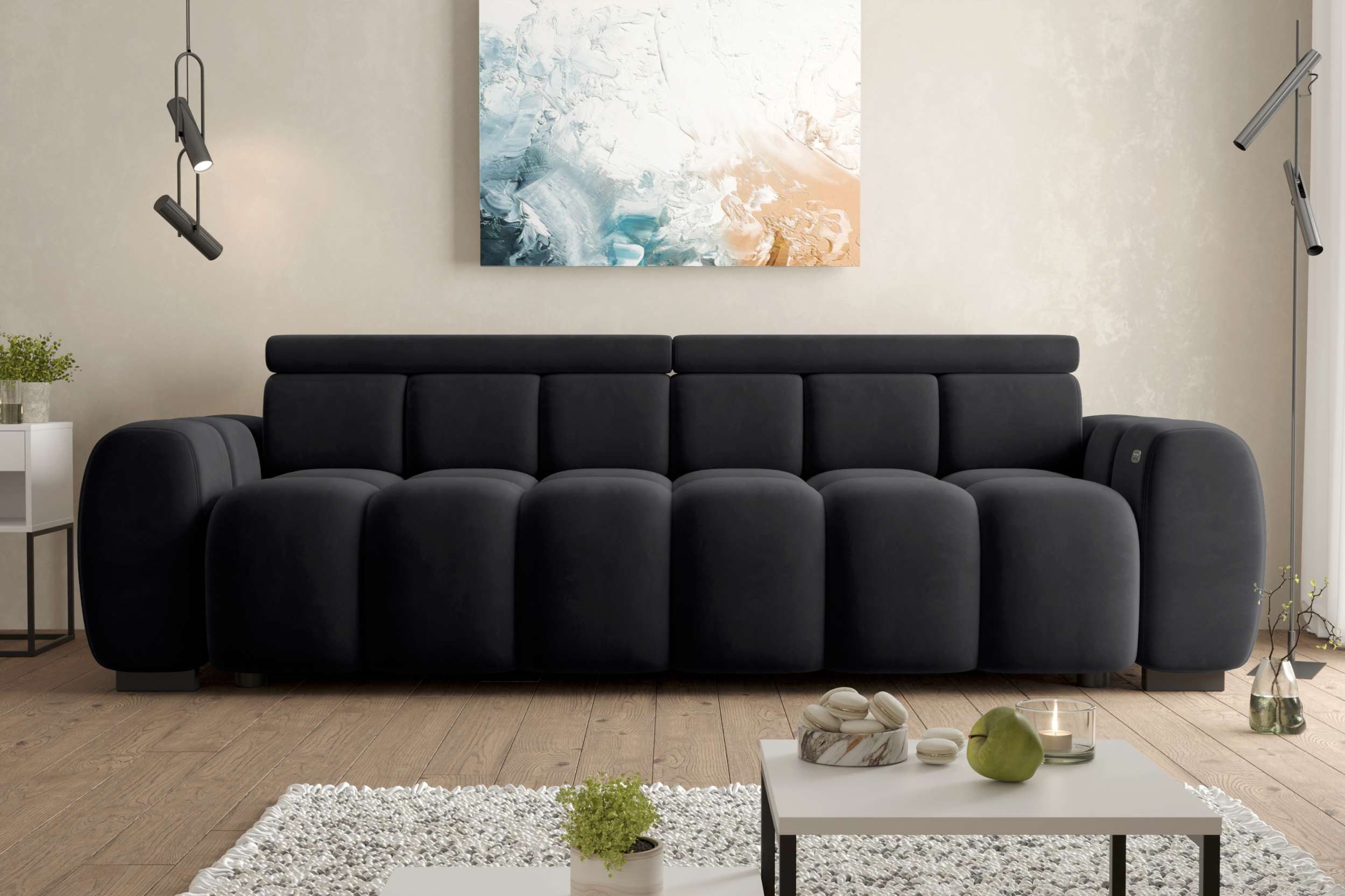 99rooms Big-Sofa Alessio, Sofa, Big-Sofa, mit elektrischer Sitztiefenverstellung, Bezug: Velours TIFFANY