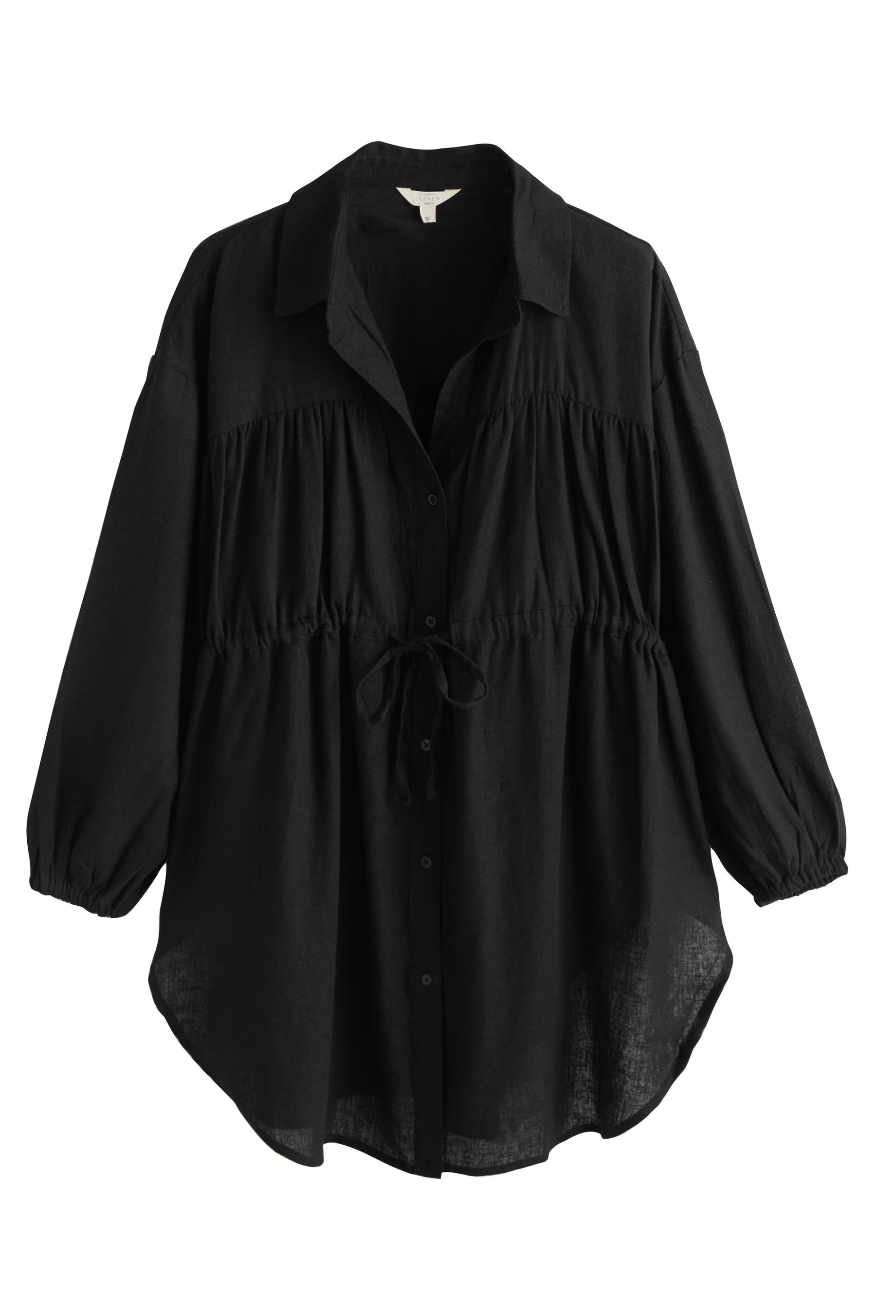 Next Strandkleid Cover-up-Kaftan mit geraffter Taille und Leinen (1-tlg)