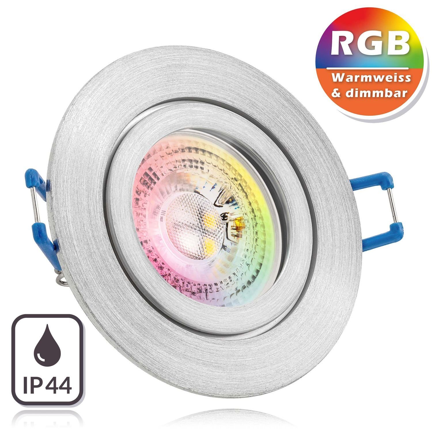 LEDANDO LED Einbaustrahler aluminium LED mit von IP44 Set 3W Einbaustrahler RGB GU10 matt LED in