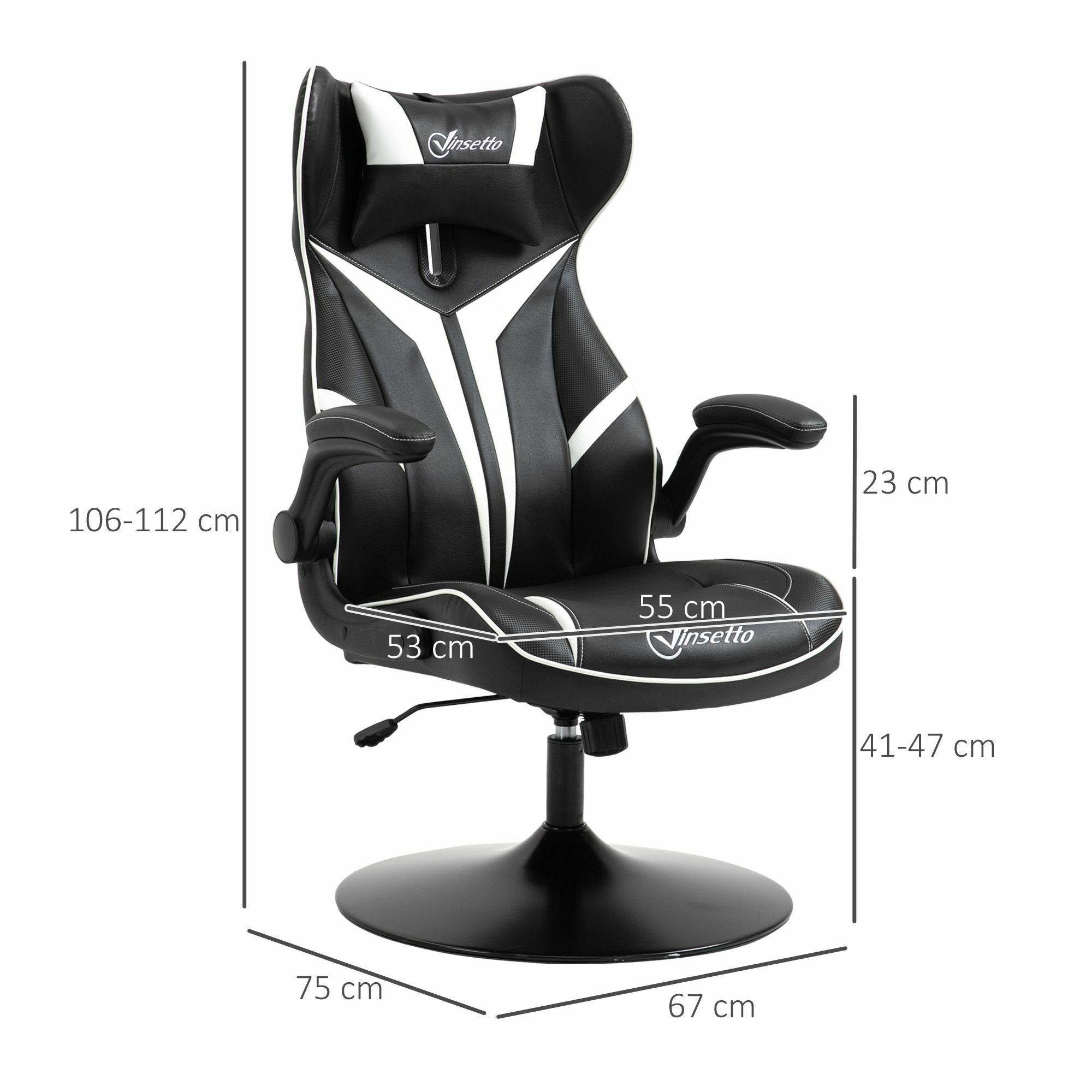 schwarz/weiß Vinsetto Schreibtischstuhl Stuhl ergonomisch Gaming | schwarz/weiß