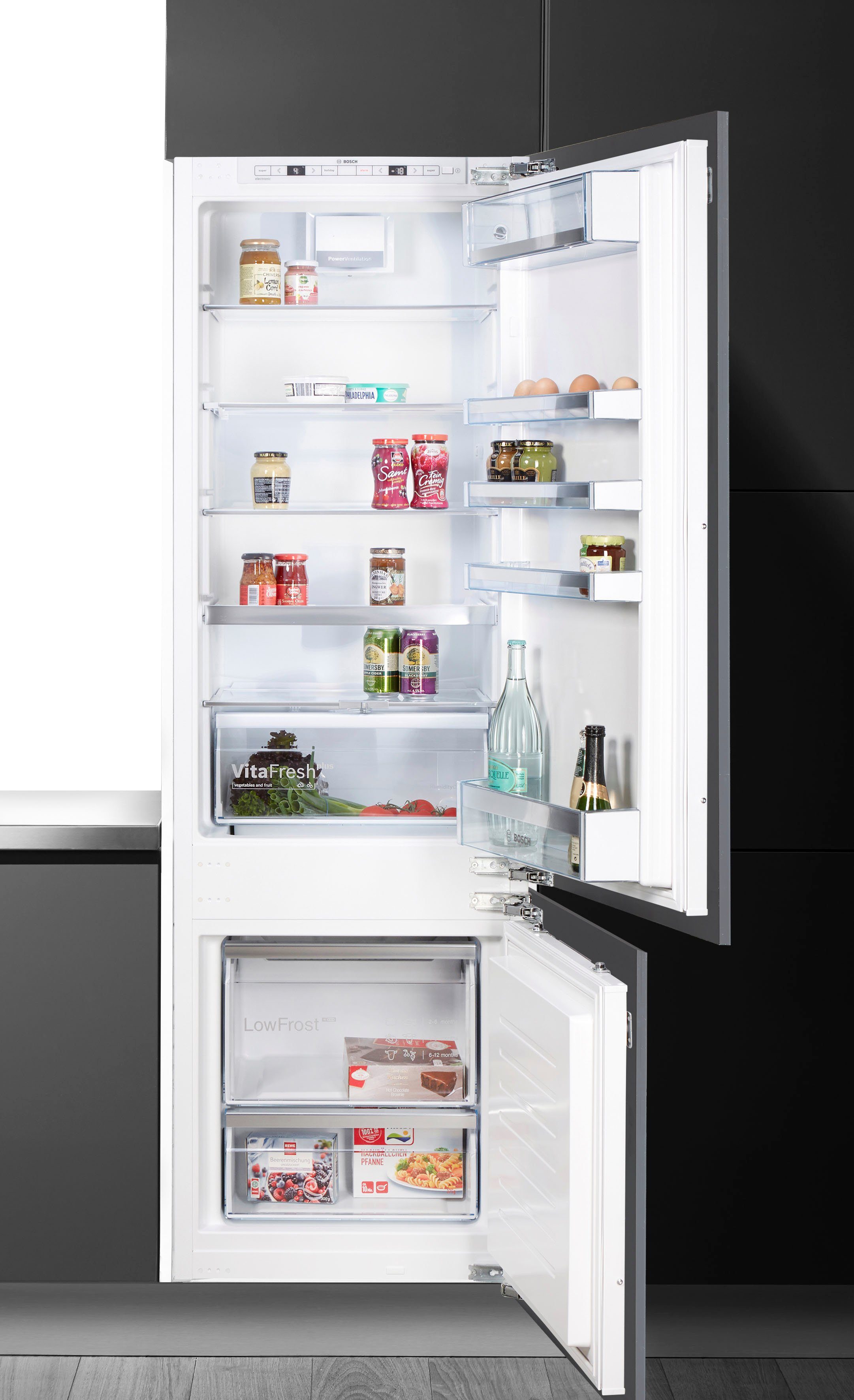 BOSCH Einbaukühlgefrierkombination 6 KIS87ADD0, 177,2 cm hoch, 55,8 cm breit, Low Frost: geringere Eisbildung & schnelleres Abtauen