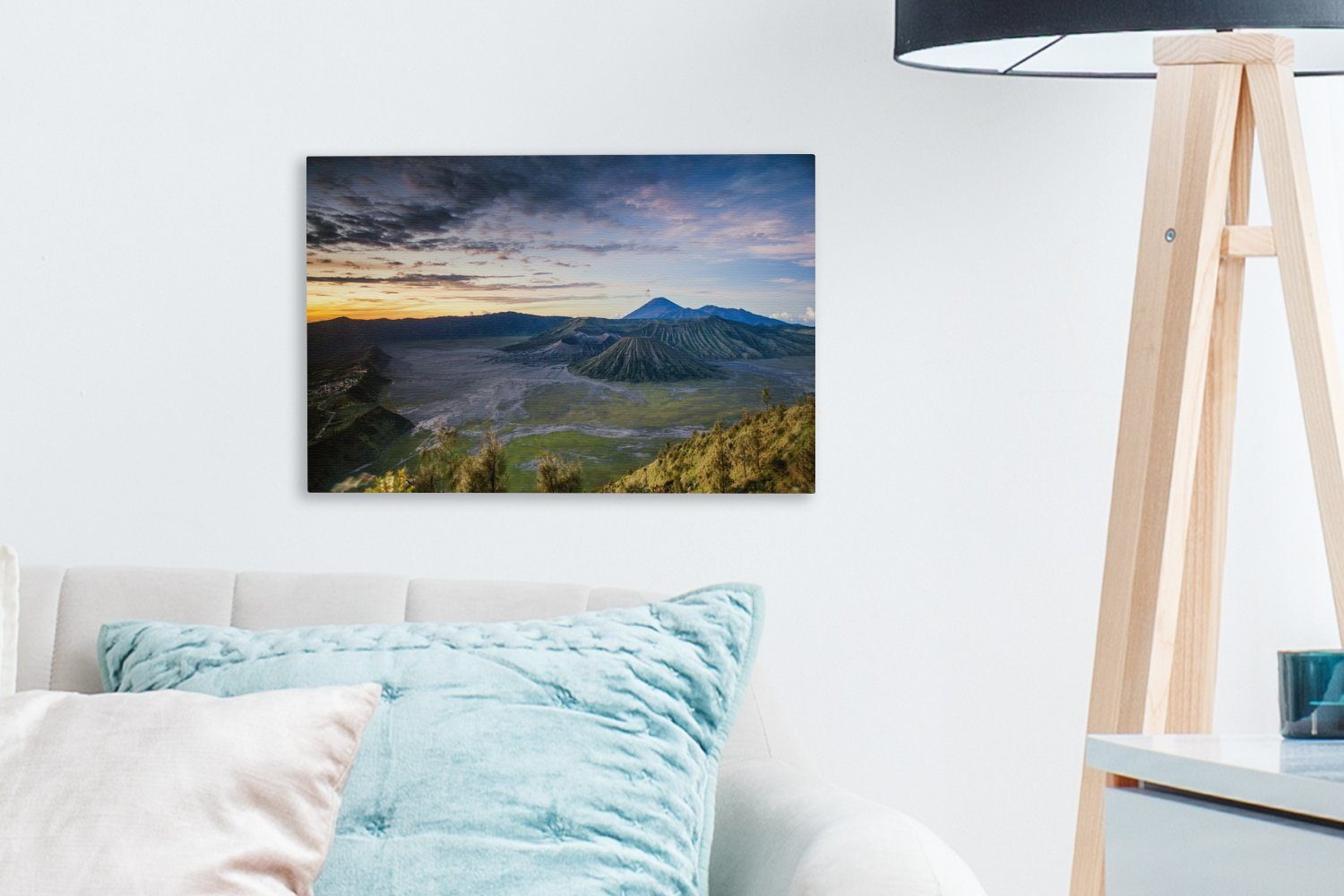 30x20 Wanddeko, Bromo, Nationalparks Landschaft Leinwandbild Vulkan in Wandbild Bromo St), Aufhängefertig, OneMillionCanvasses® Leinwandbilder, des Mount der cm Der (1