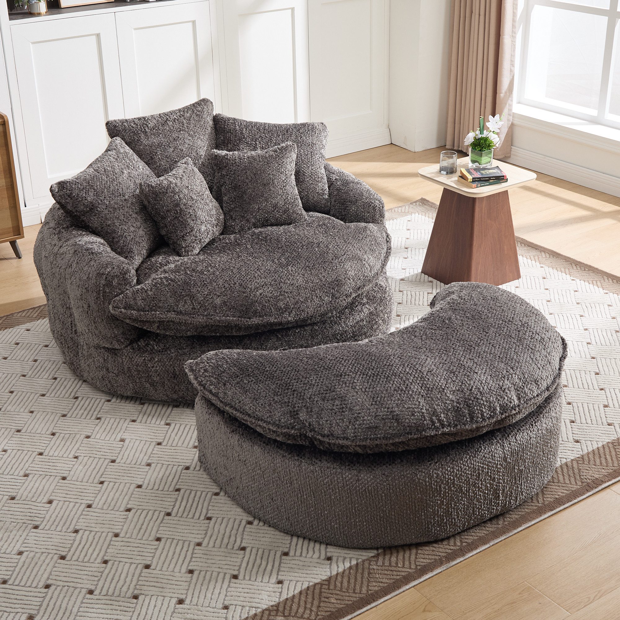 i@home Sitzsack 55Zoll Oversized Sessel,flauschiger runder,moderner Bodensofa,Sitzsack (2 St), verstellbarer breiter Sessel mit Kissen, für