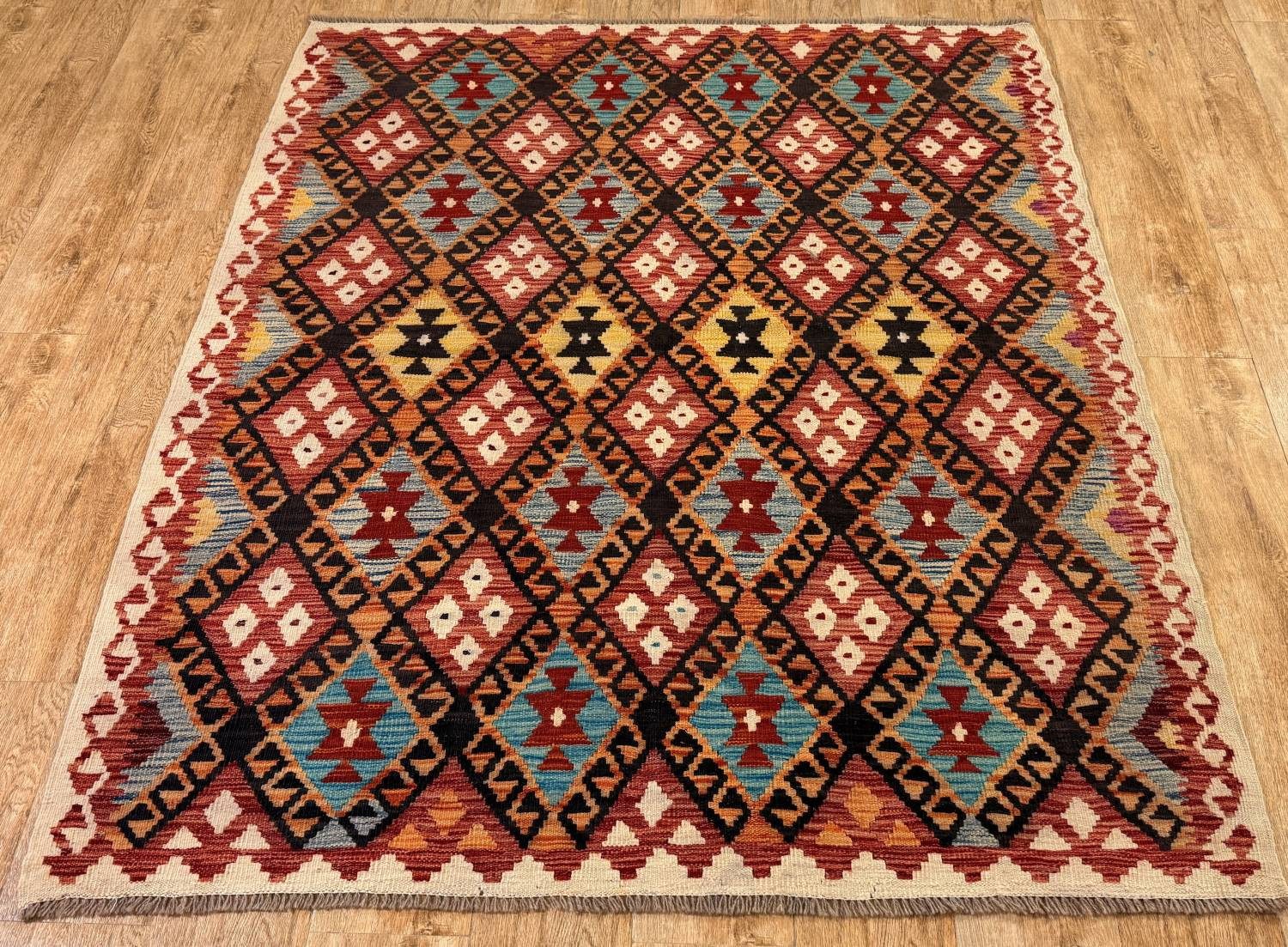 Rug Studios Teppich KELIM ORIGINAL HANDGEARBEITET, Rechteckig, Höhe: 5 mm, Handgefertigt, 159 x 189 cm, Multi