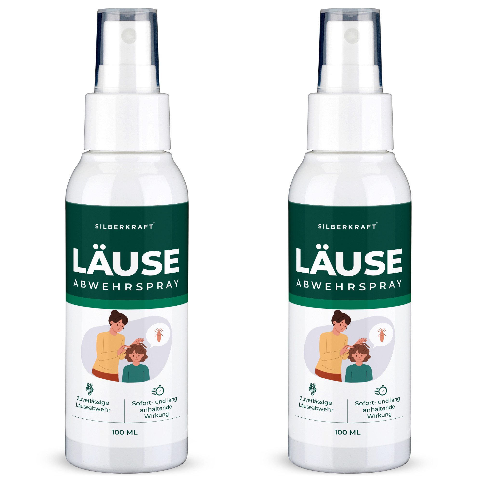 Insektenspray Silberkraft Kopfläusespray Effektiver Läuseschutz für Kopfhaut & Haare