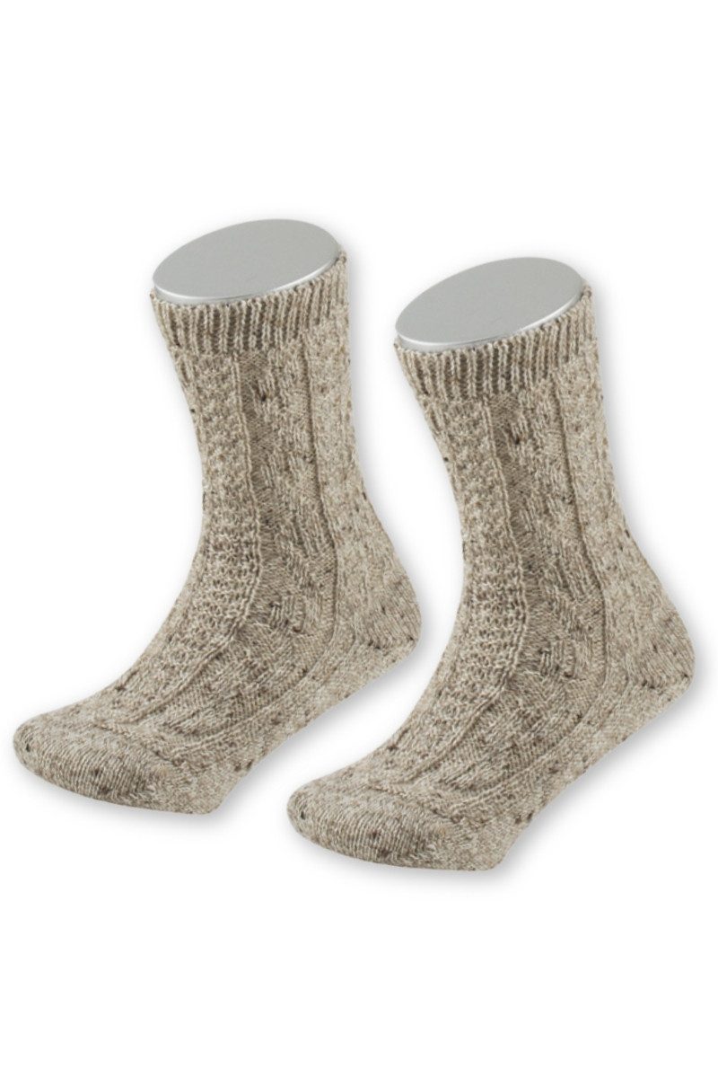 Lusana Trachtensocken Trachten Schoppersocken - L1820T - beigemeliert, naturmeliert