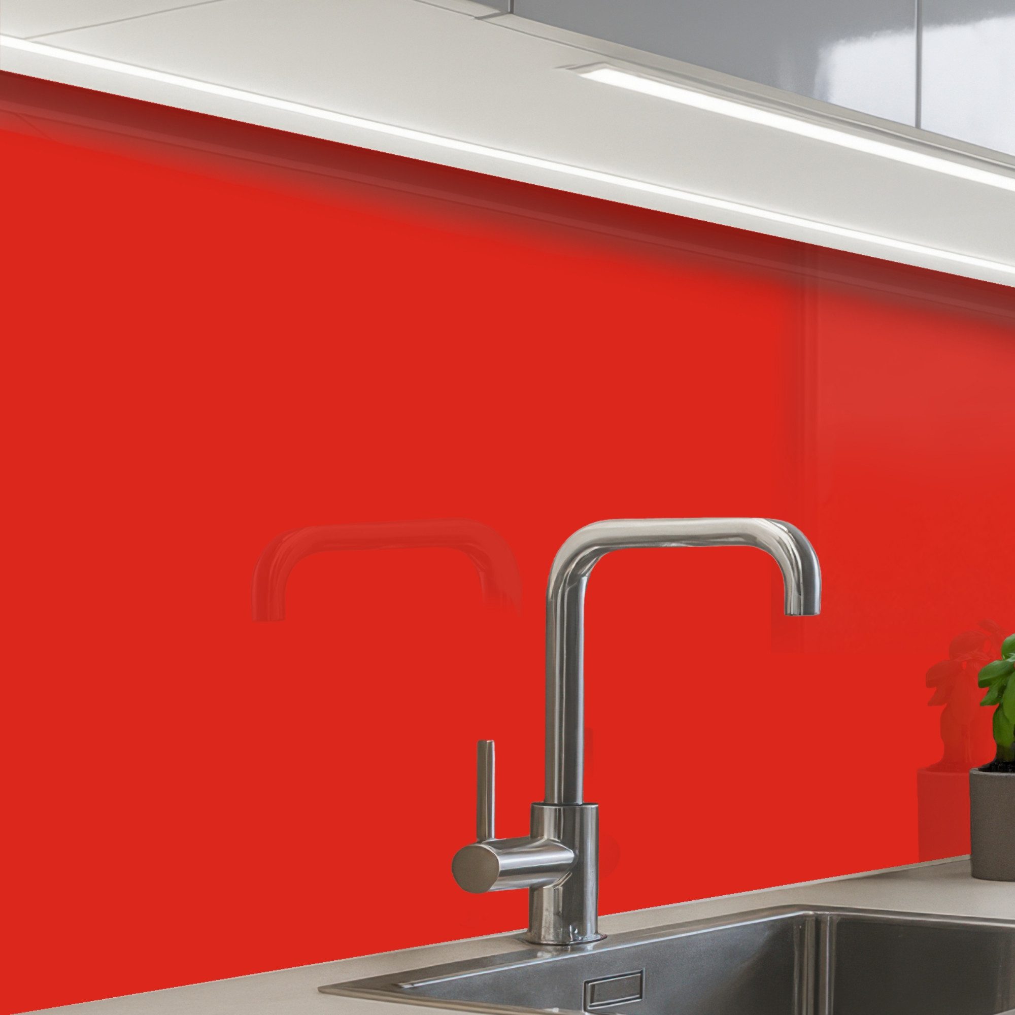 KitchenYeah Küchenrückwand Muster selbstklebend (keine Folie) Rot - Farbe - Einfarbig, (1-tlg), Spritzschutz, Küche, Rückwand, Küchenwand, Küchenfront, 30x20 cm