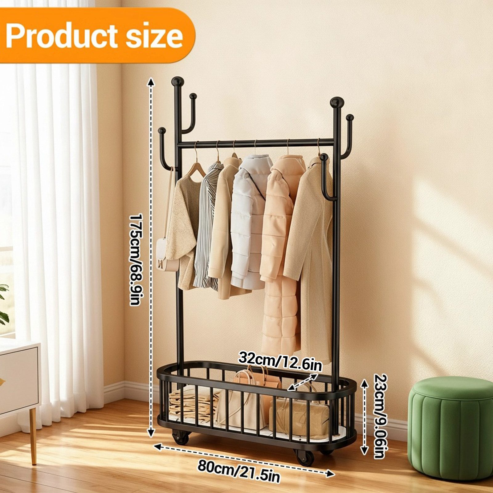 GarveeMore Garderobenhalter Metallkleiderständer mit Rollen, Rollbare mit A günstig online kaufen