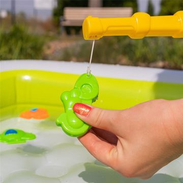 Idena Badespielzeug Angelset magnetisch 8-teilig, Badespielzeug-Set Wasserspielzeug mit bunten Gummifischen