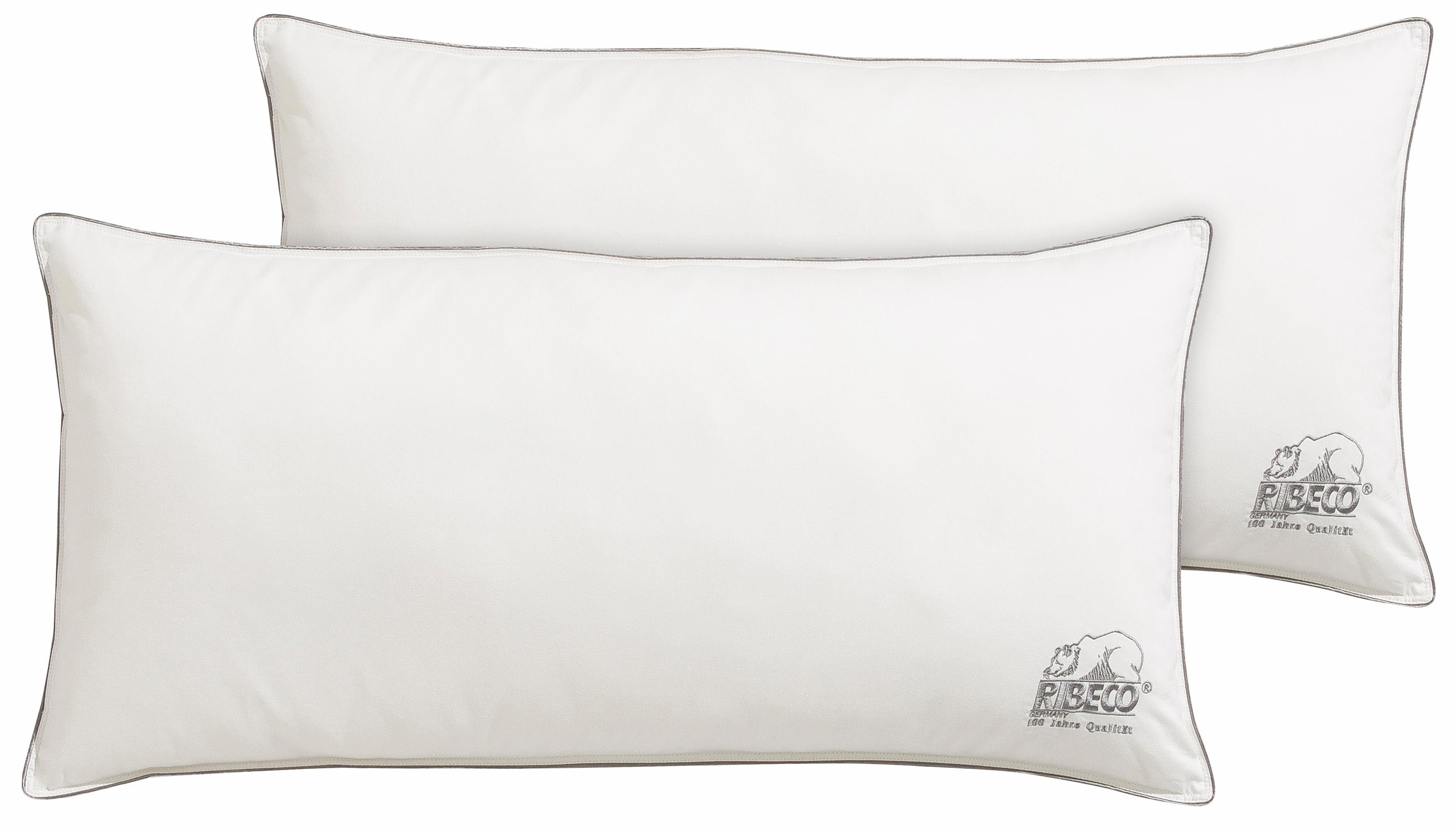 RIBECO Microfaserkissen Marie, Kissen 40x80 cm & 80x80 cm im Spar-Set erhältlich!, Füllung: 100% Polyester, Bezug: 100% Baumwolle, Spar-Set, Kopfkissen-Set, flauschig & Allergiker geeignet (Hausstauballergiker)
