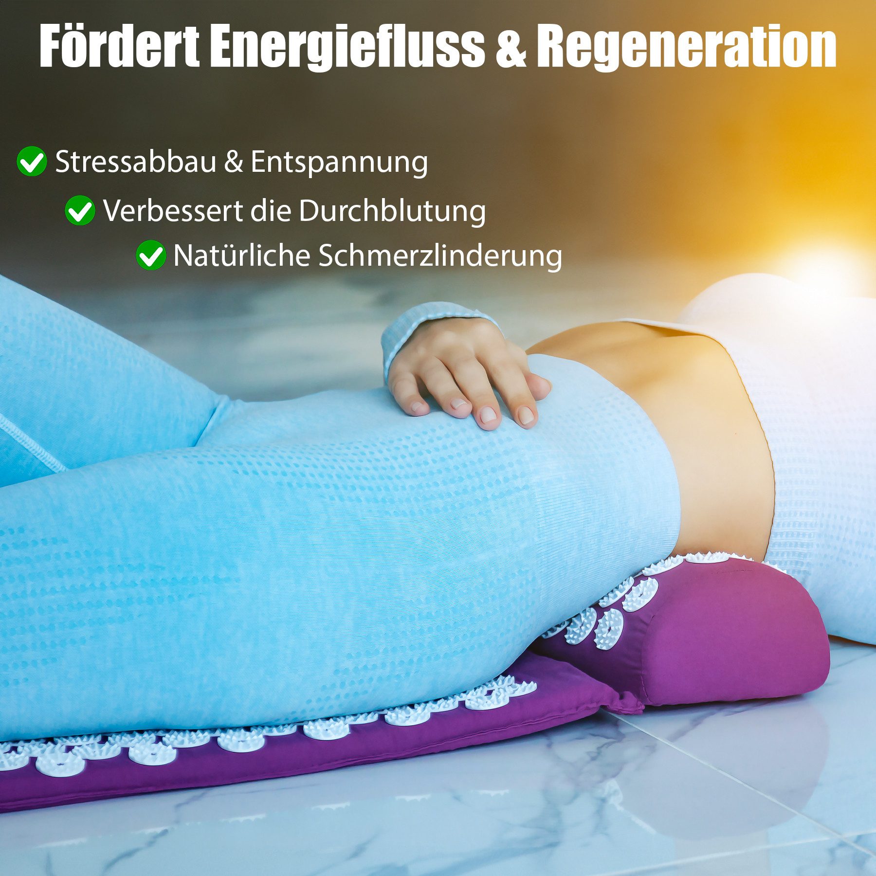 BigDean Akupressurmatte Massagematte mit Kissen & Hülle zur Steigerung des Wohlbefindens (Set, 1-St., Akupressurmatte + Kissen + Hülle), Effektive Schmerzlinderung, Verbesserte Durchblutung, Stressabbau