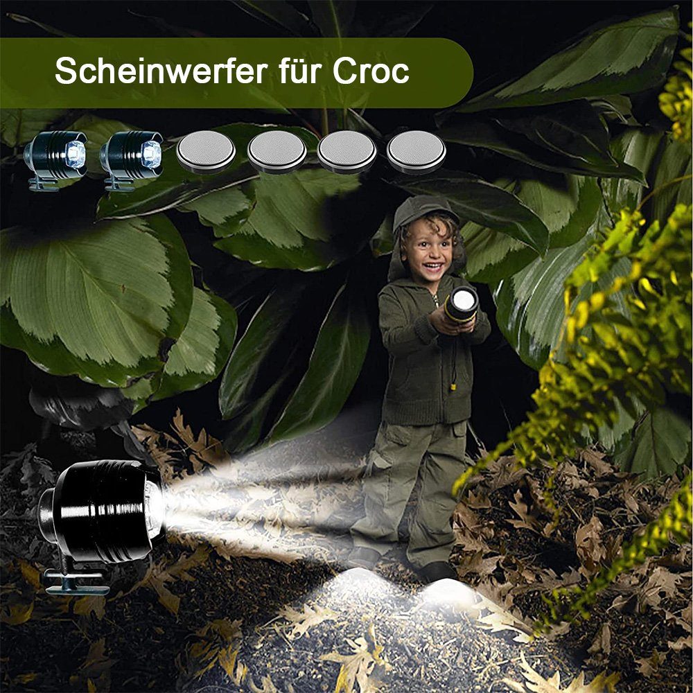 Stück Headlights Croc für Scheinwerfer Schuhe Croc-Zubehör Schwarz 2 Clogs für LED zggzerg Scheinwerfer