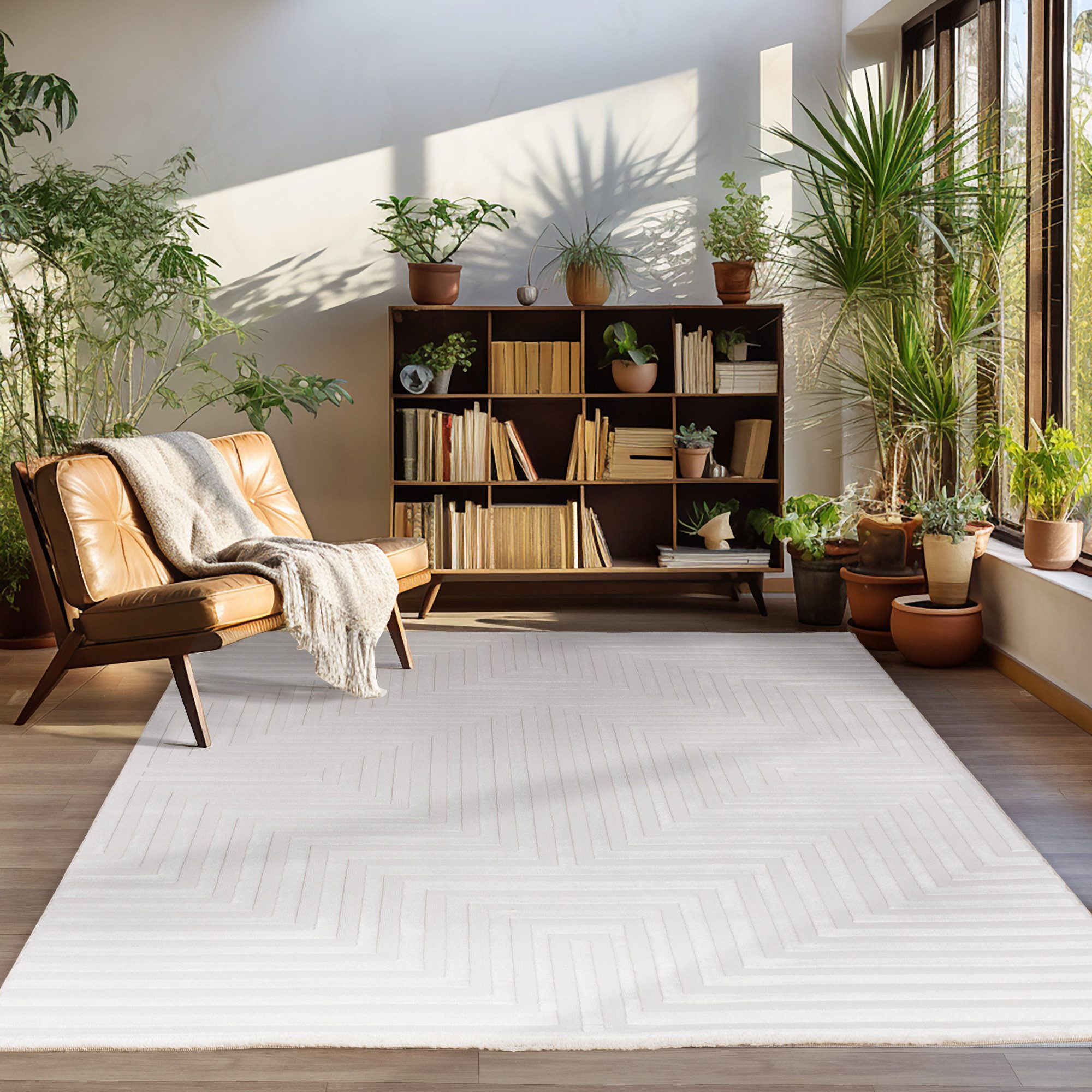 Designteppich Geometrisch Design, Carpettex, Rechteckig, Höhe: 12 mm, Teppich Wohnzimmer Boho Design Skandinavische Stil Natur Optik