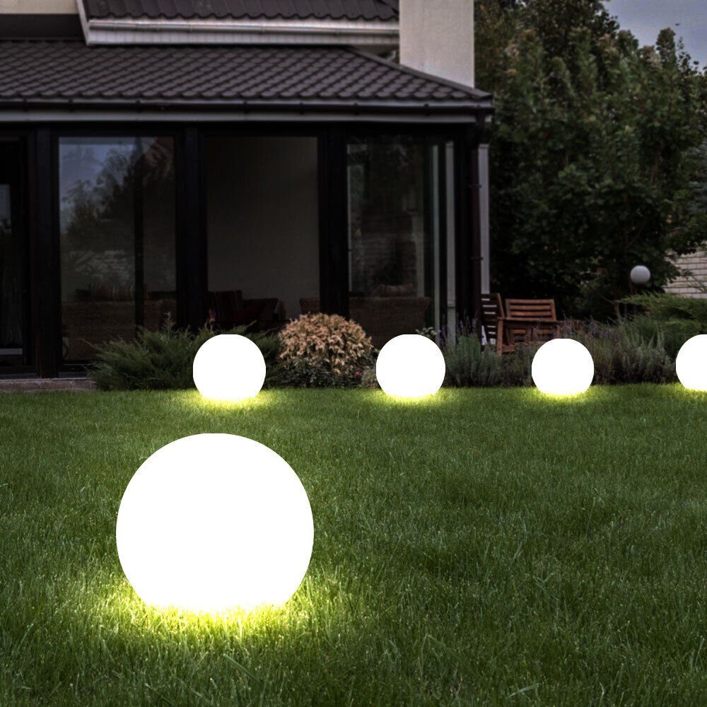 Gartenleuchte, Set etc-shop Lampen fest LED verbaut, 5er Grundstück Außen Erdspieß Kugel LED-Leuchtmittel Solar LED Steck