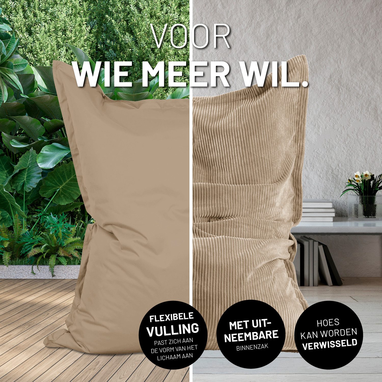 Lumaland Sitzsack Classic XXL All-in-One Set - 2 Bezüge (In-/Outdoor) - 140x180 cm