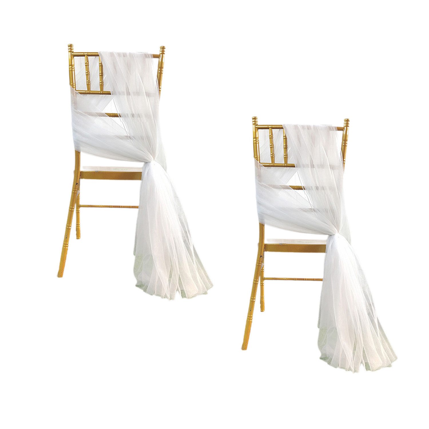 Coonoor Tüllband Weißes Tüll Organza Stoff – Dekoratives Tüll Band, Stuhldekoration, Tischläufer, Transparentes Mesh für Hochzeiten