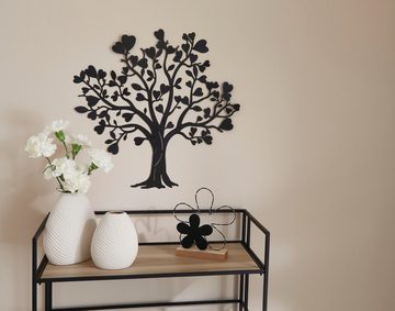 Home-trends24.de Wandbild Metallbild Baum Wanddeko Schwarz Metalldeko 50 x 48 Deko, Baum, Metallbild