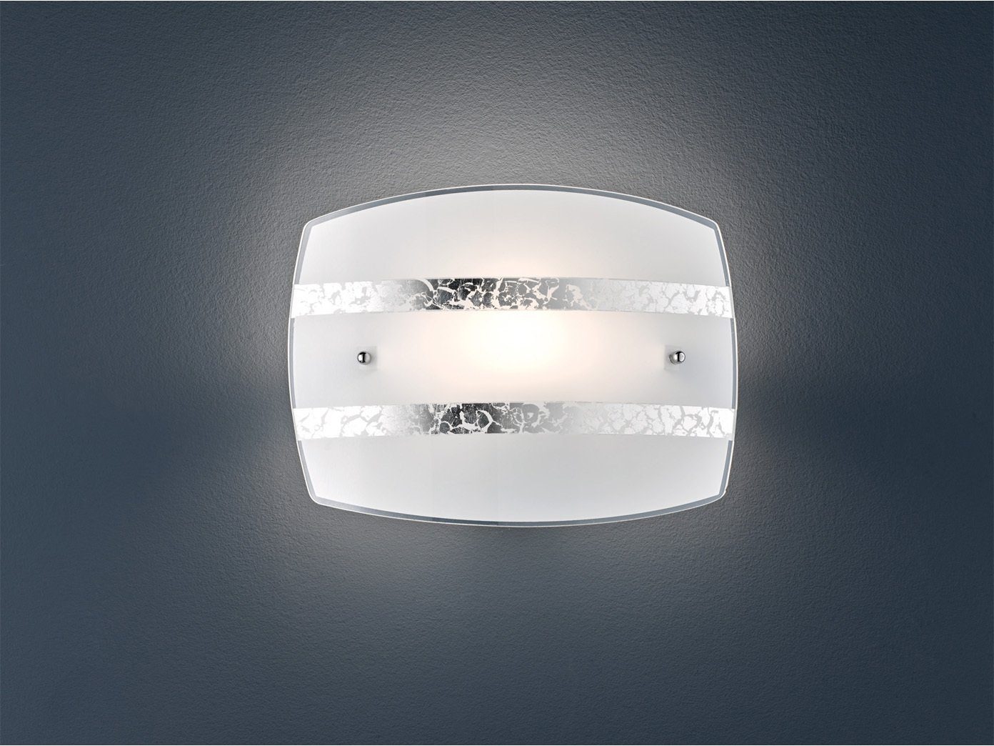 meineWunschleuchte LED Wandleuchte, LED wechselbar, Warmweiß, innen Lampenschirme Milch-glas mit Silber Dekor Design, Breite 30cm