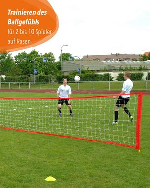 SPORTIKEL24 Multifunktionsnetz Fußballtennis XL für Rasenplatz, 9 m breit, 120 cm hoch, inkl. Trageta