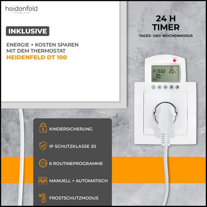 Heidenfeld Infrarotheizung HF-HP115 Strand 1 10 Jahre Garantie inkl. Thermostat ZN10754
