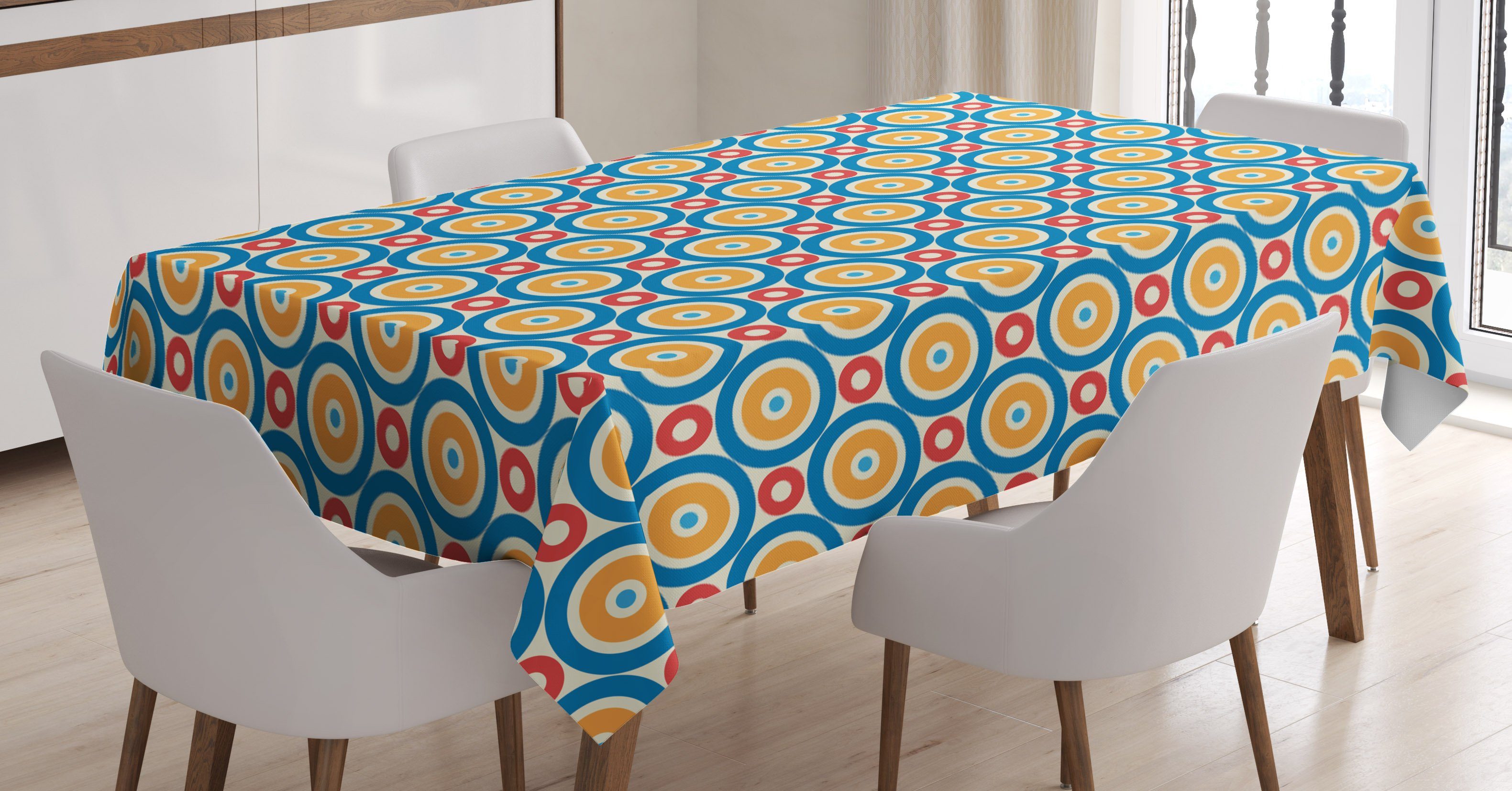 Abakuhaus Tischdecke Farbfest Bereich Kreise geeignet Kleine Punkte Für den Retro Große Klare Farben, und Waschbar Außen
