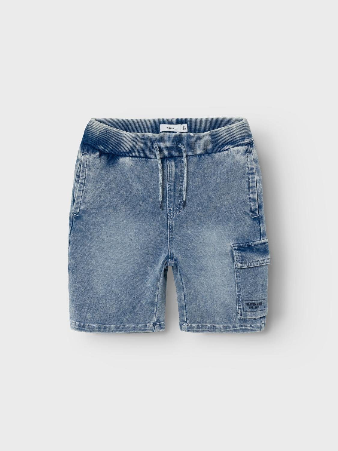 Name It Shorts Stretch Jeans Kurze Cargo Denim Pants für Jungen Baumwolle Regular Fit unifarben elastisch Pull-on