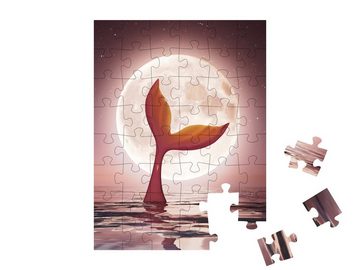 puzzleYOU Puzzle Digitale Kunst: Meerjungfrau genießt das Mondlicht, 48 Puzzleteile, puzzleYOU-Kollektionen Meerjungfrau