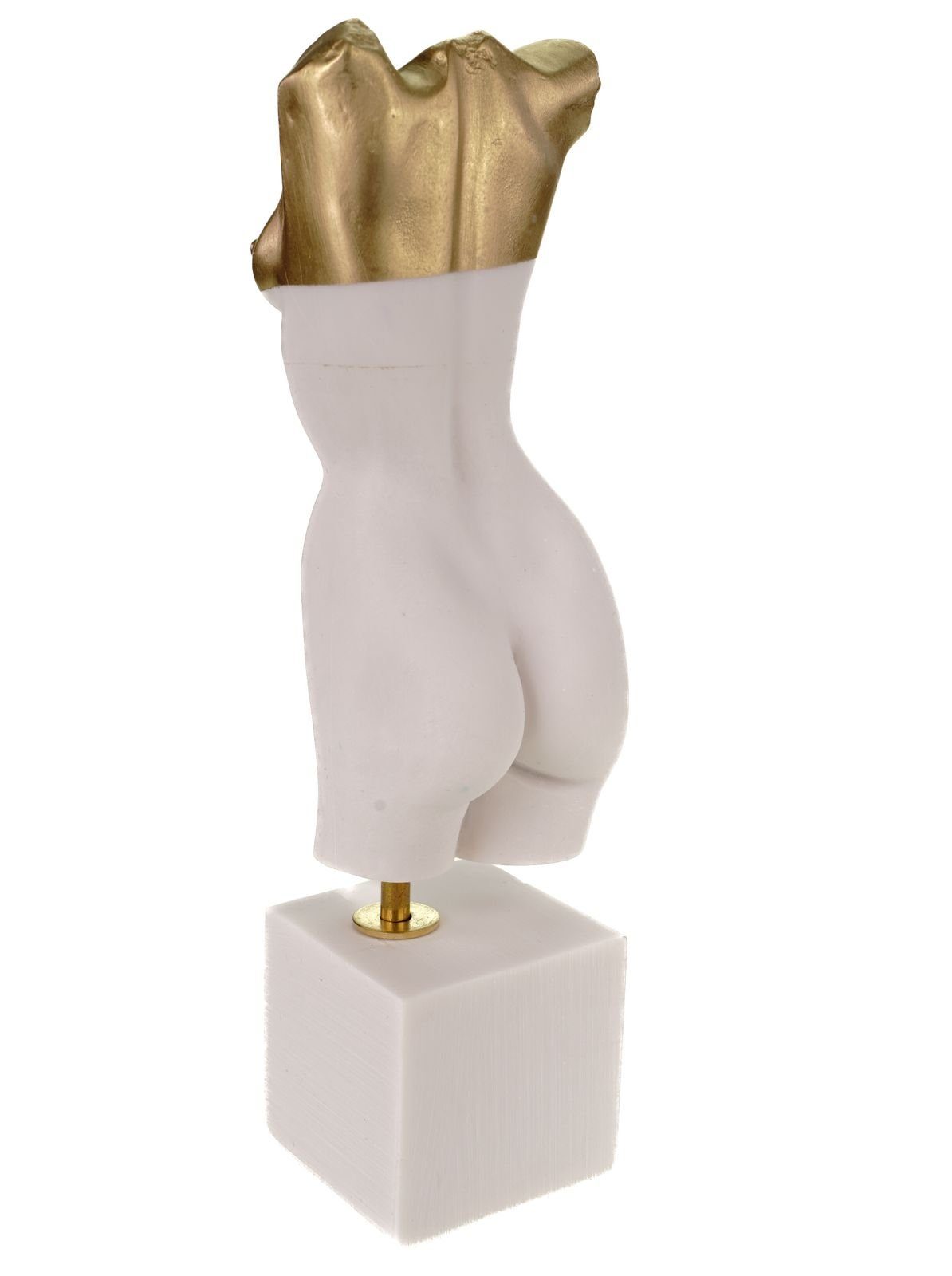 Kremers Schatzkiste Dekofigur Hingabe Liebe 24 cm Figurine Skulptur Alabaster Kunst Frauentorso weiß/gold Art Akt