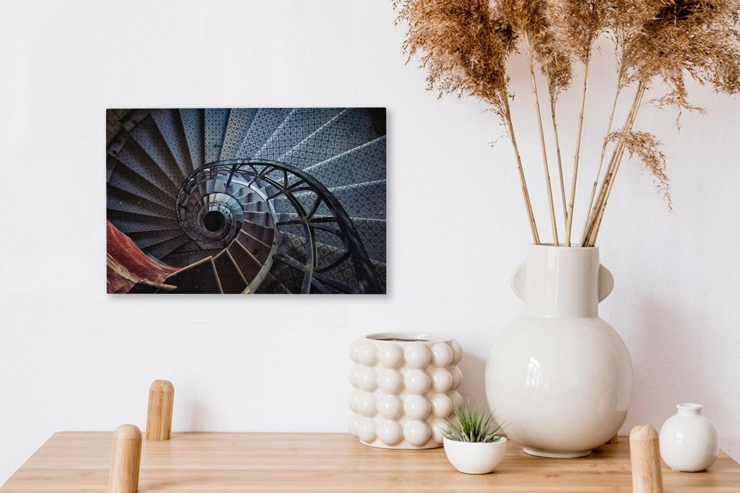 Wandbild alten OneMillionCanvasses® in Leinwandbilder, in Wendeltreppe St), Wanddeko, Deutschland, Eine Schloss cm (1 Leinwandbild Aufhängefertig, einem 30x20