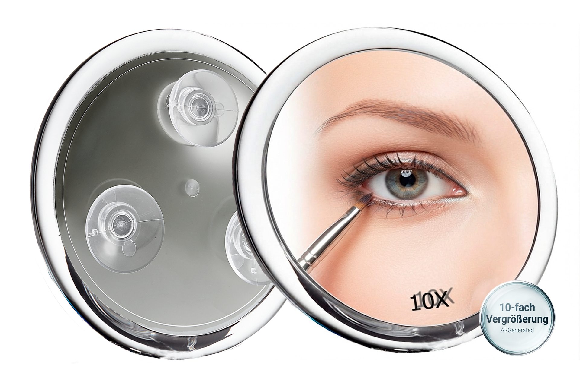 Fantasia Beauty Badspiegel Spiegel mit 3 Saugnäpfen, Kunststoff, 10-fach-Vergrösserung (1-St), 10-fach Vergrösserung, rund