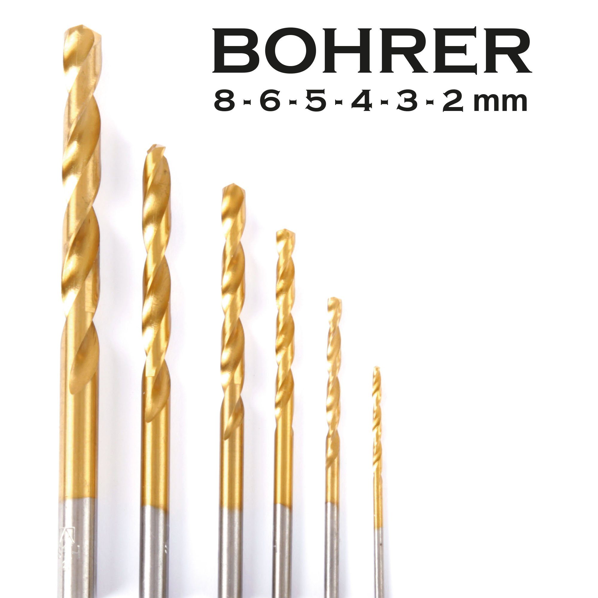 MEISTERCRAFT Bohrersatz Bohrerset, (8-tlg), HSS Bohrer Set Metallbohrer inkl. Bohrschablone & Körner