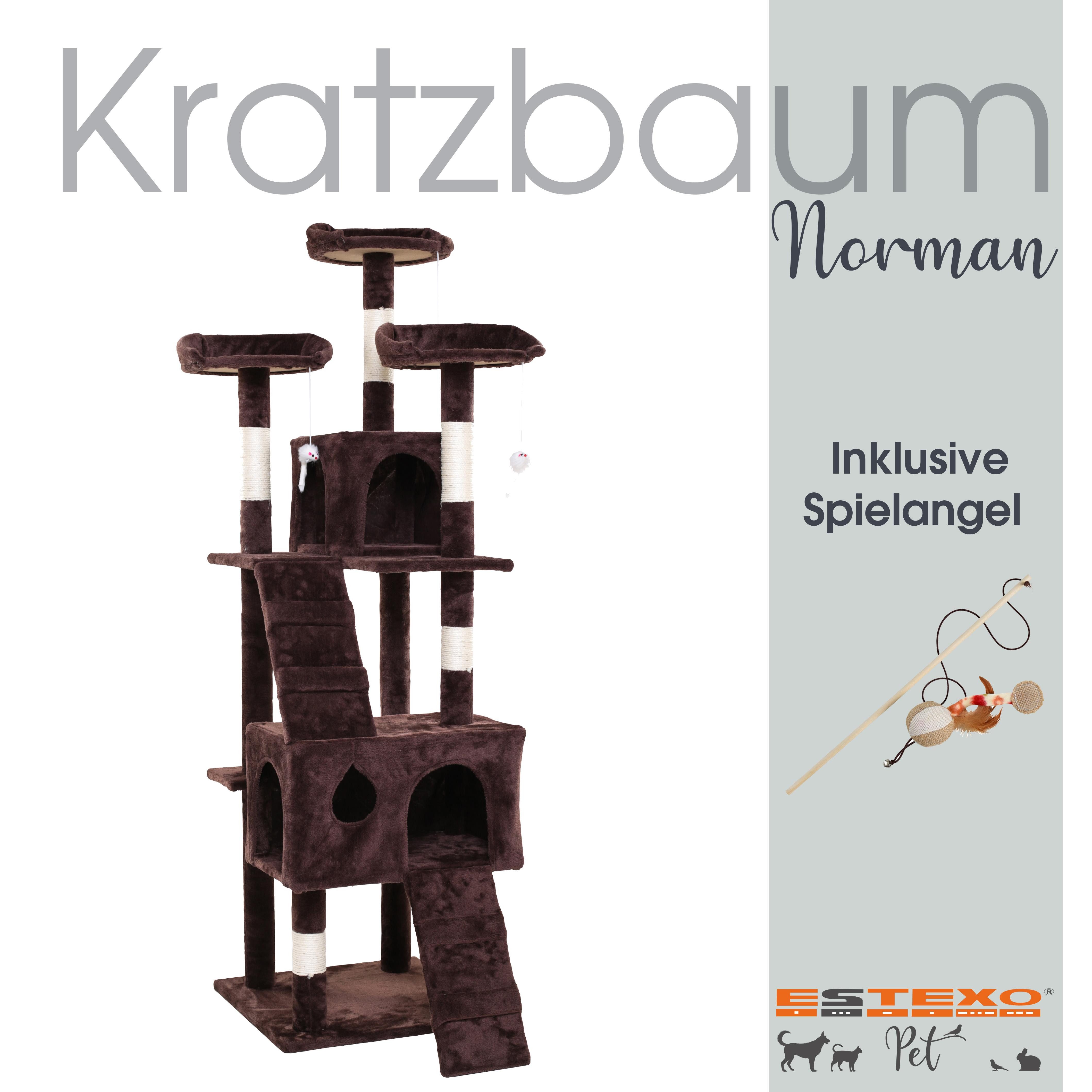 ESTEXO Kratzbaum Katzenbaum Katzenkratzbaum 170 cm Kletterbaum Spielbaum Braun